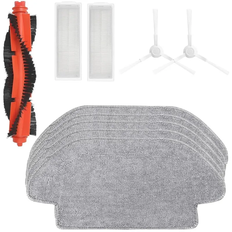 Kit de Reposição com 10 Peças para o Aspirador Robô Compatível com Xiaomi E10 - Escovas, Filtros HEPA e Panos Mop