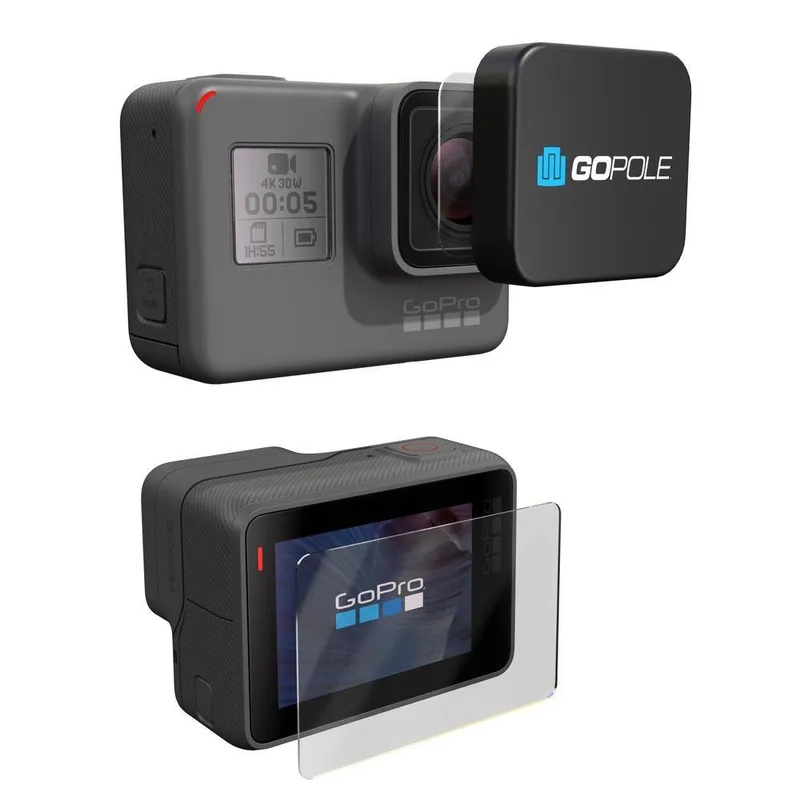Conjunto De Proteção Da Lente E Lcd Gopole Lens+lcd Protection Kit Câmeras Gopro Hero 6 Black E Hero 5 Black