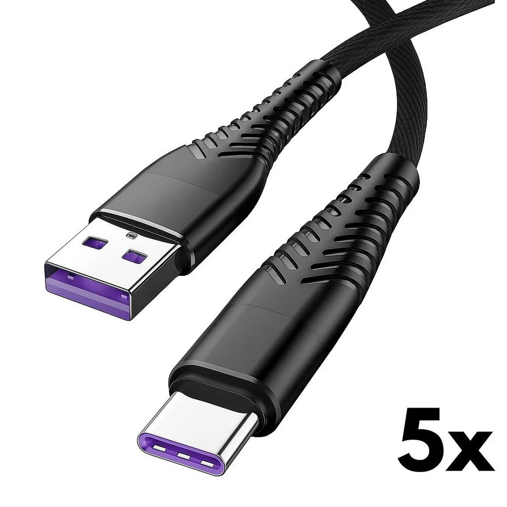5 Cabos Carregador USB-C 2 Metros