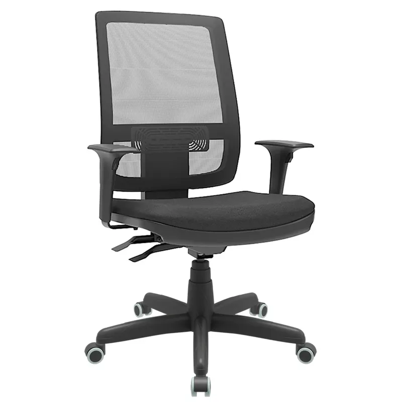 Cadeira Presidente Brizza Tela Ergonômica Para Escritório Regulagem Altura Back System Nr17 Preta