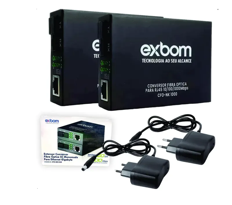 Par Conversor Mídia Fibra Óptica A+b Gigabit 1000 Mbps Rj45