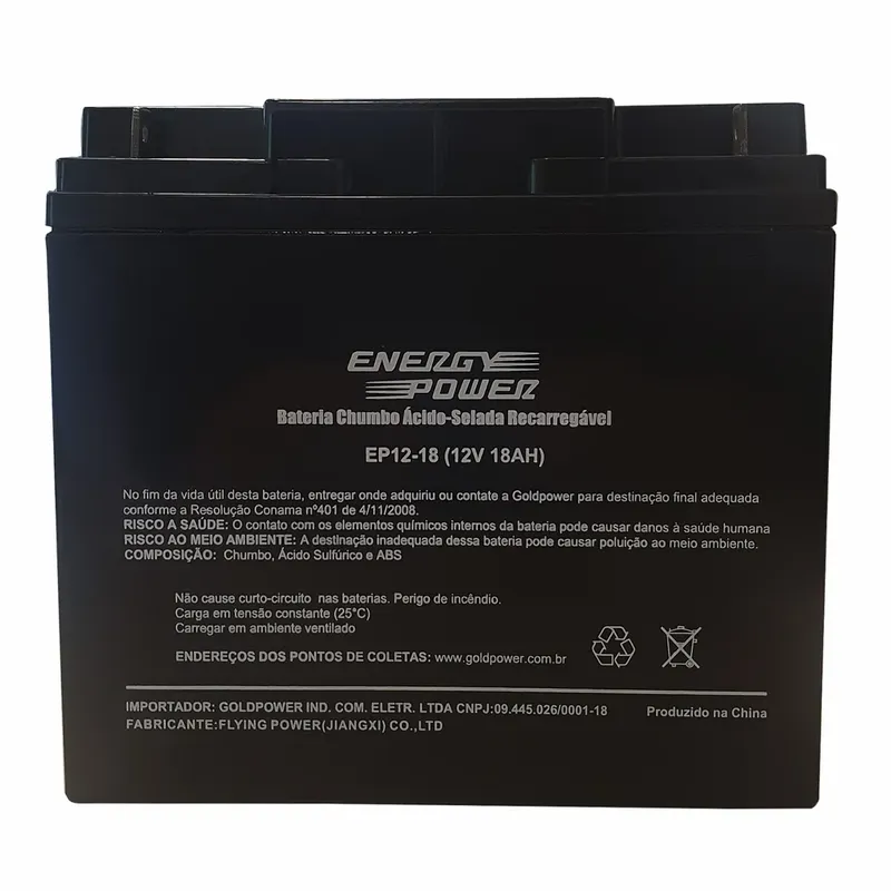 Bateria Selada Para Nobreak Energypower Ep12-18, Vrla, Recarregável, 12v 18ah - 1ep023