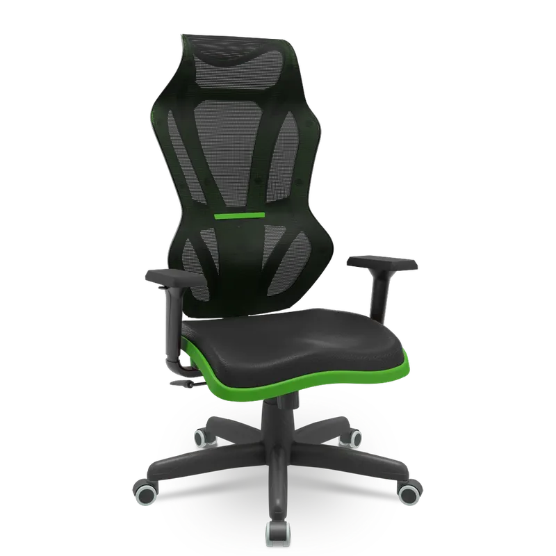 Cadeira Escritório Presidente Gamer Vizon Dz Plaxmetal Relaxsystem Preta/verde