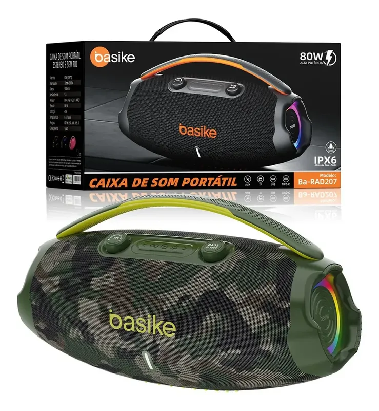 Caixa Som 80w Caixa De Som Potente Alta Hifi, Ajuste Graves / Agudos Botão, Bluetooth 5.3 Luzes RGB, Com Bass Boost /tws/função De Rádio, Bateria 9000