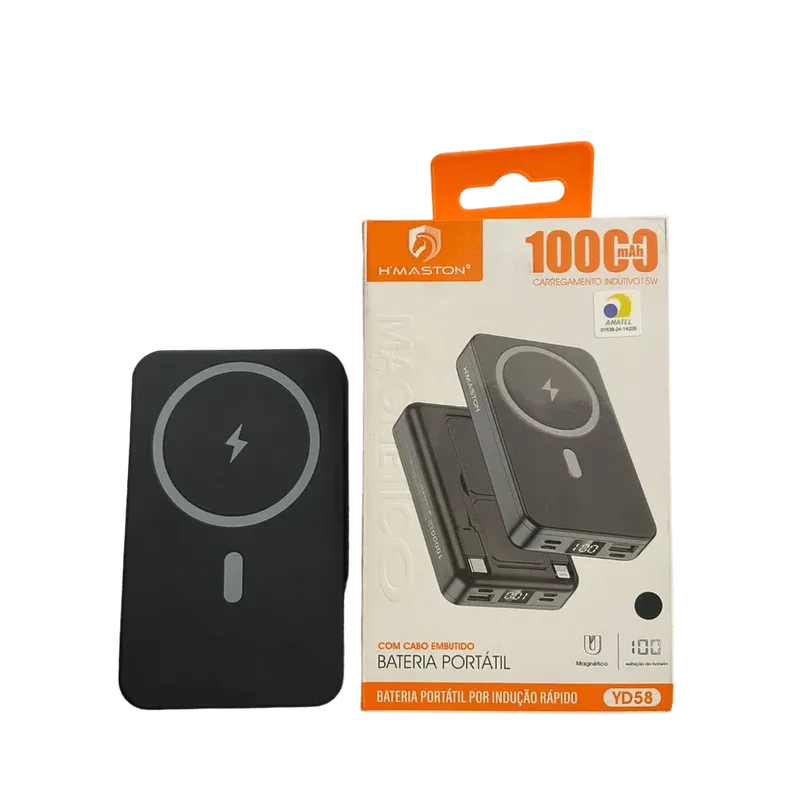 Carregador Portátil Magnético Power Bank 10.000mah Com Cabo Embutido Yd58