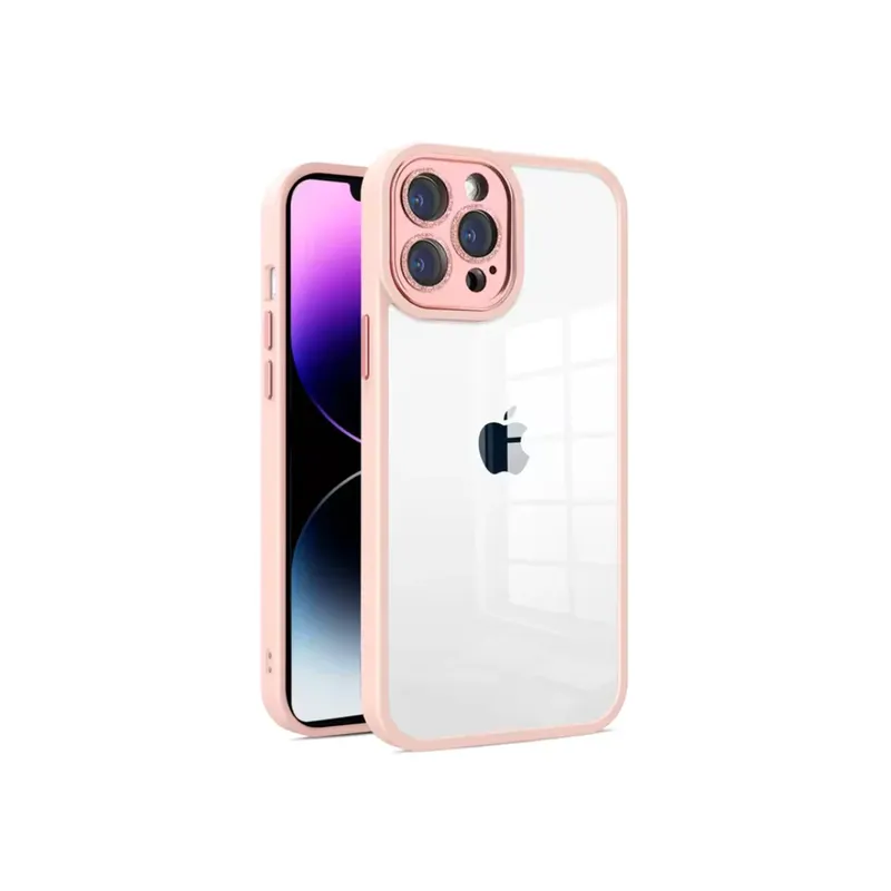Capa Capinha Case Clean Premium Borda Da Câmera Com Brilho Compatível Para Iphone 12 - Branco