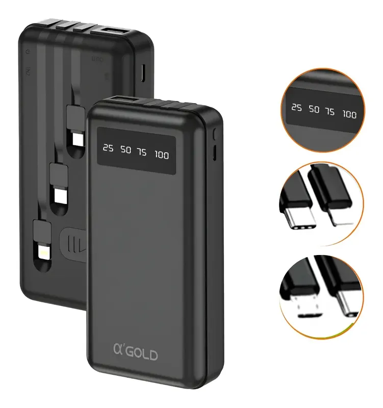 Carregador Portátil Power Bank 20000mah Bte-30 Agold Cor Preto