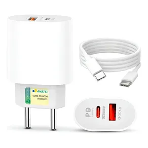 Carregador Branco 20w Com Cabo Tipo C 1m