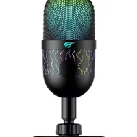 Microfone Gamer Mesa Usb Havit Gk52 RGB Omnidirecional Cor Preto