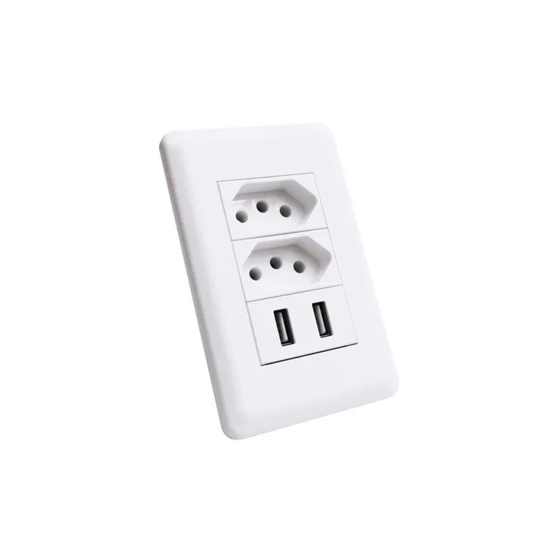 Tomada De Parede Dupla Bivolt C/usb Duplo