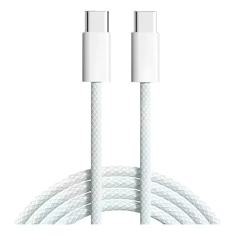Cabo Carregador Tipo C Branco Trançado Durável 60w