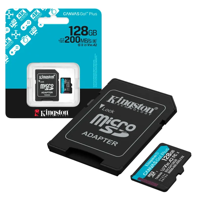 Cartão De Memoria 128GB Micro Sdxc Cl10 200mb Canvas Go Plus Sdcg4/128GB Kingston