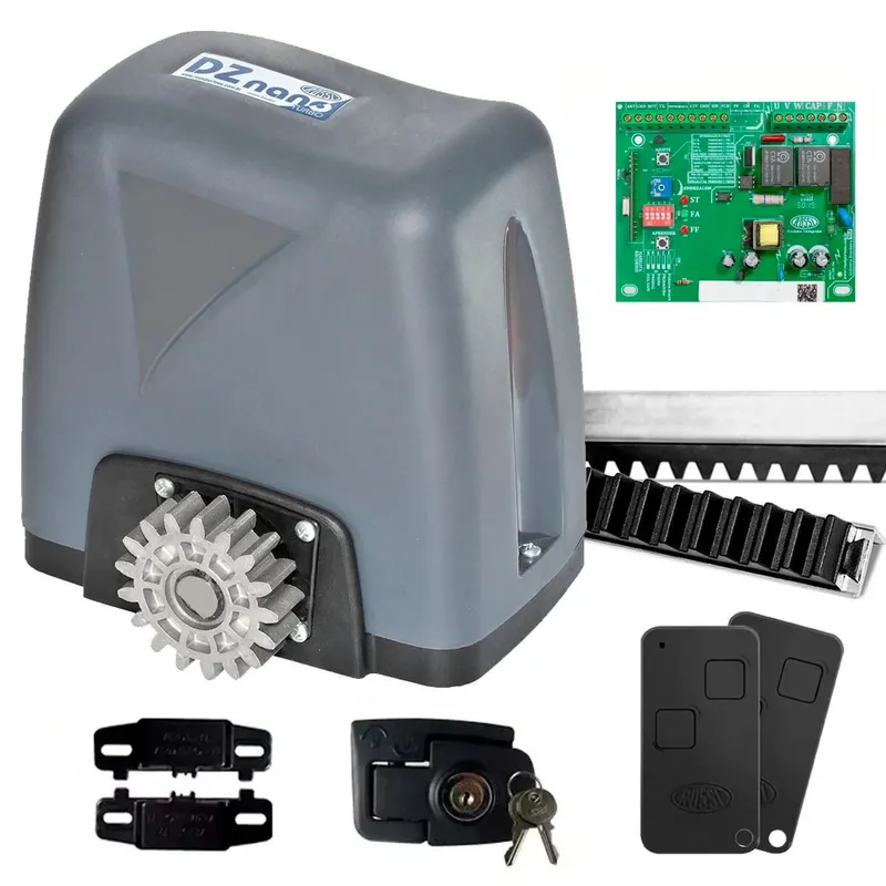 Motor Para Portão Eletrônico Rossi, Deslizante Dz Nano 1/4 600kg, 3 Metros De Cremalheira, 127V