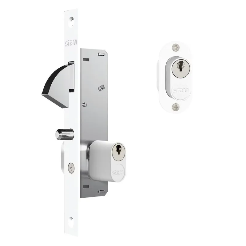 Fechadura Bico De Papagaio Para Porta De Correr 901 Espelho 18mm Branco Stam