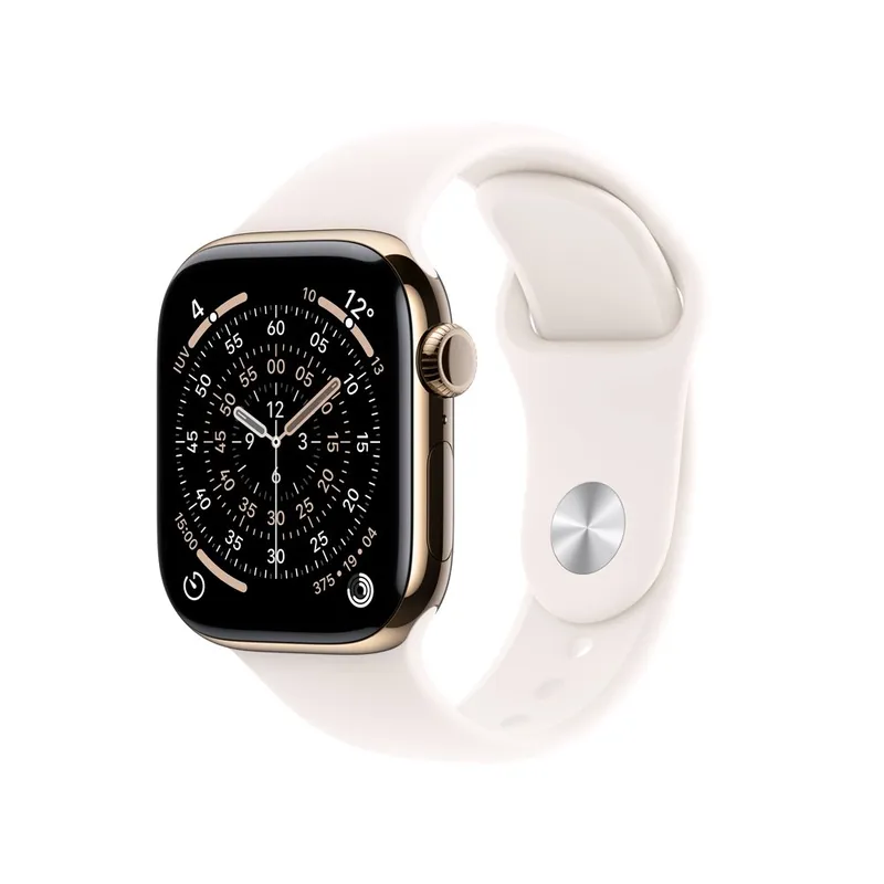 Apple Watch Series 11 GPS + Cellular, Caixa Dourada de Titânio de 42 mm, Pulseira Esportiva Blush-clara, Tamanho P/M - MF8W4AM/A