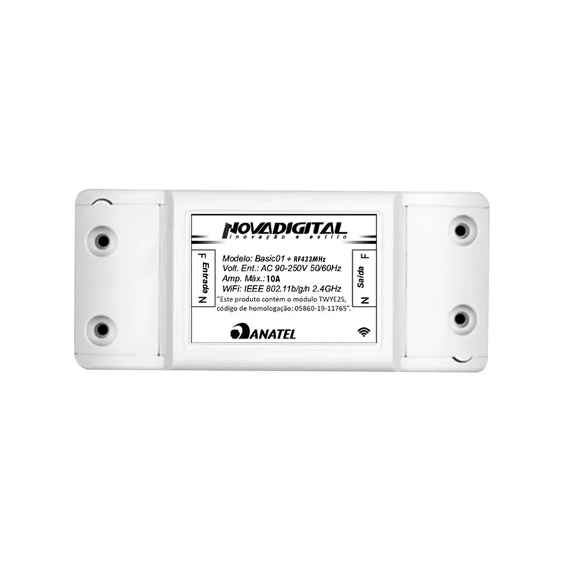 Interruptor Smart Nova Digital, Rf433, Wi-fi, Diy, Alexa, Google Assistant, Branco