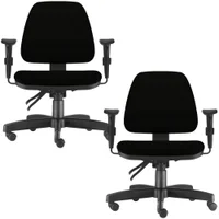 Kit - 2 Cadeiras De Escritório Giratória, Executiva Ergonômica, Sky L02, Crepe Preto - Lyam Decor