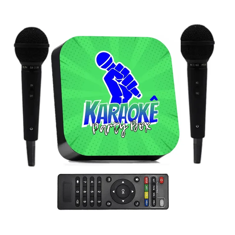 Karaokê Party Box Verde +2 Microfones +de 2000 Músicas Videoke (com Pontuação)