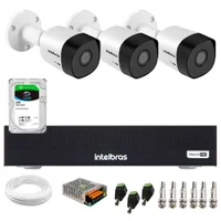 Kit 3 Câmeras Intelbras 3130 B G7 Hd 720 Visão Noturna 30m Dvr Mhdx 1104c Hd Skyhawk 2TB