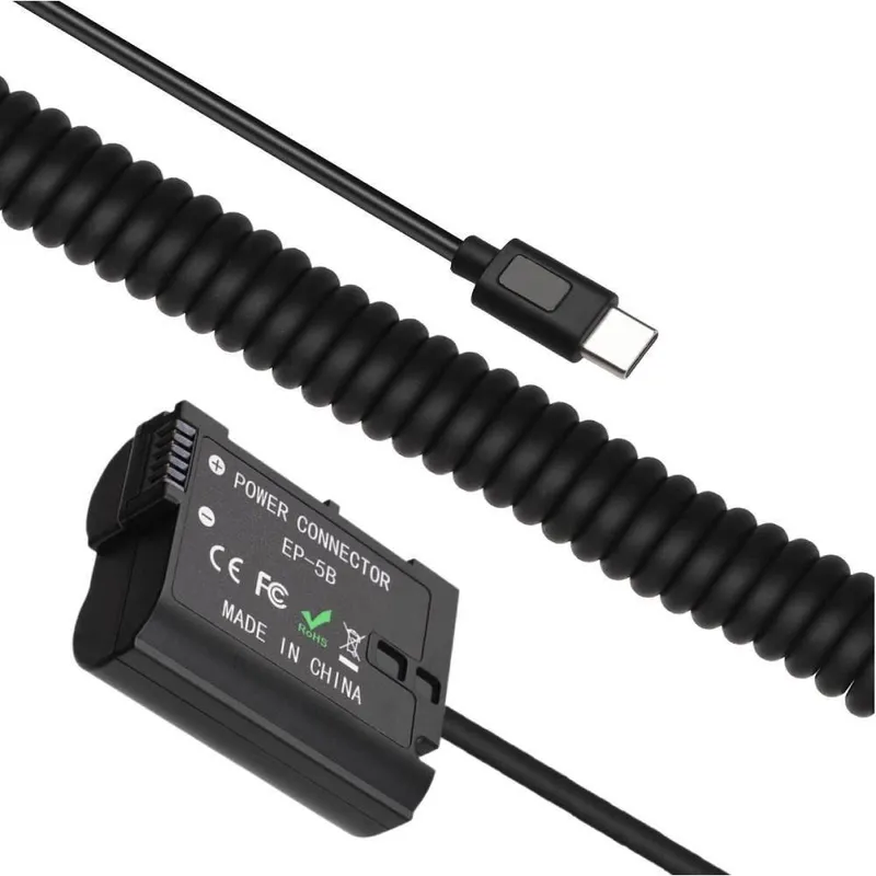 Adaptador Dummy, Pd Ep-5b, Bateria Nikon En-el15, Espiral Com Conector Usb-c