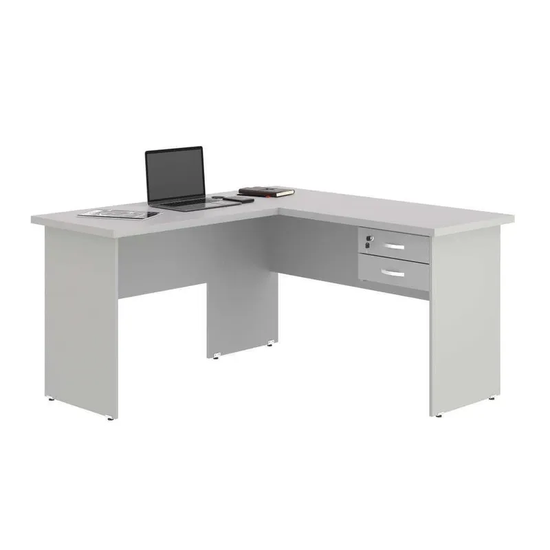 Mesa Em L Com Gaveteiro Carper Azul