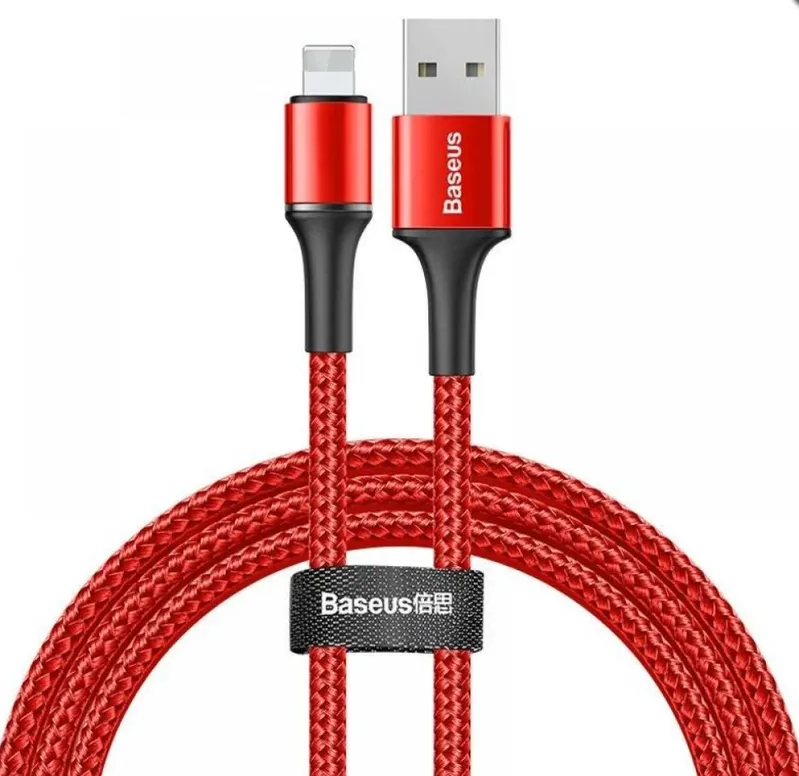 Cabo Para Iphone Lightning Com Retroiluminação Baseus Halo Data Cable Usb Para Ip 1m Vermelho