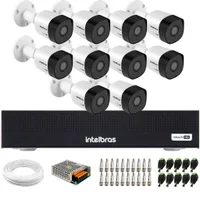 Kit 10 Câmeras Intelbras 3130 B G7 Hd 720 Multi Hd Visão Noturna Até 30m Ip67 + Dvr Intelbras Mhdx 1016-c 16 Canais