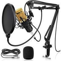 Kit Microfone Podcast Studio Gravação Bm-800 + Pop Filter + Aranha + Braço Articulado