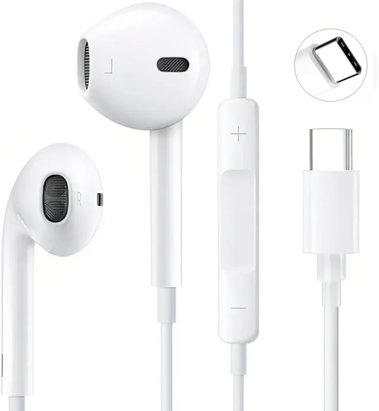 Fone De Ouvido Tipo C Com Microfone – Compatível Com Todos Celulares Com Entrada Usb-c, Smartphones, Tablets, Notebooks, Iphone E Android, Com Fio
