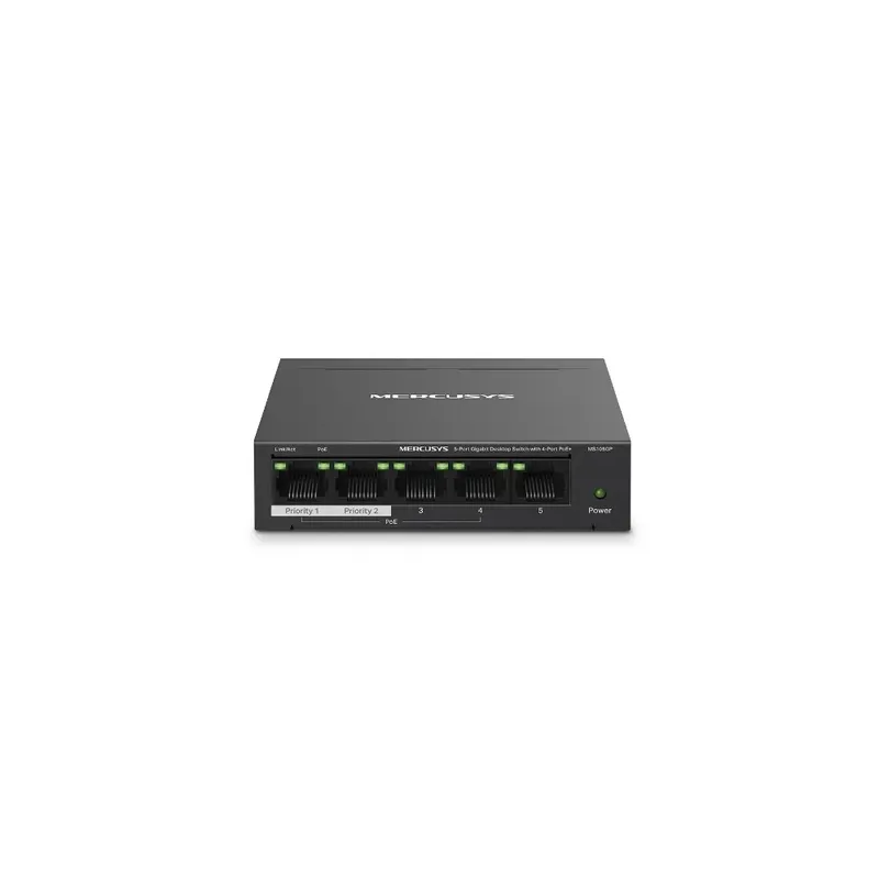Switch Mercusys Ms105gp, 5 Portas, Gigabit, C/4 Portas Poe+