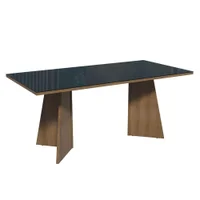 Mesa Para Escritório Diretor Presidente 180cm Tampo De Vidro Rustic-preto 5388 Madesa