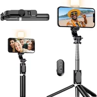 Bastão De Selfie Profissional Com Luz De Transmissão Ao Vivo, Bluetooth, Controle Remoto E Tripé