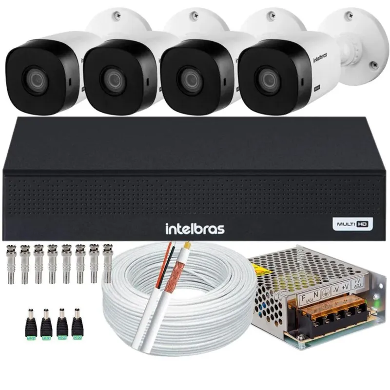 Kit Dvr Intelbras 8 Canais, 1008C, H.265, Sem HD+ 4 Câmeras VHL 1120 HD