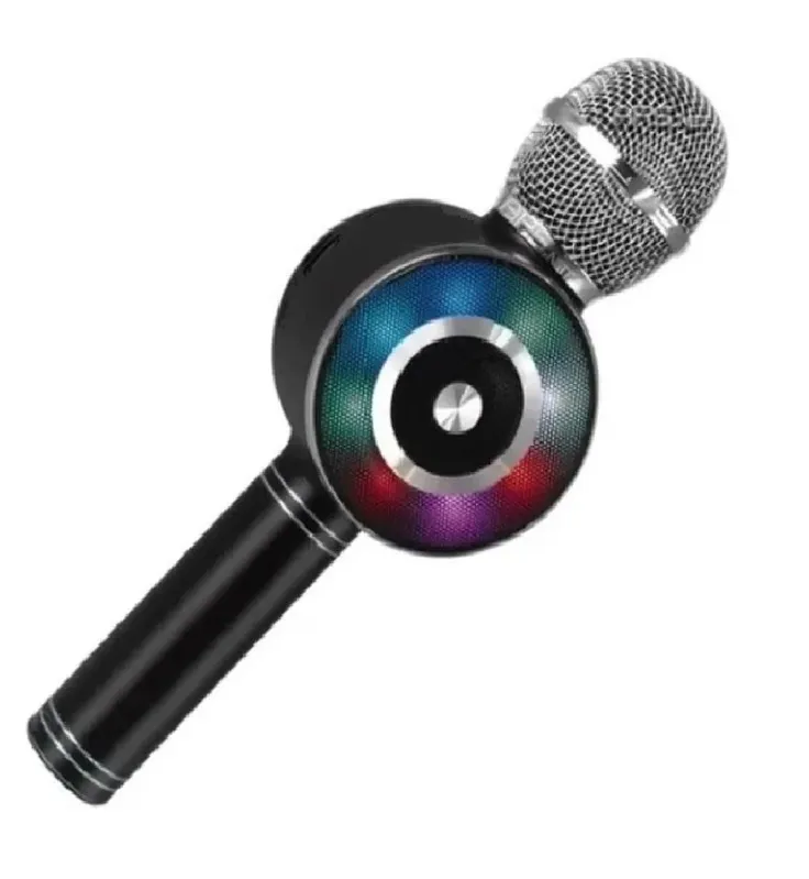 Microfone Sem fio Xtrad Ws-669, Bluetooth SD USB, Karaokê Com 4 Efeitos De Voz, Preto