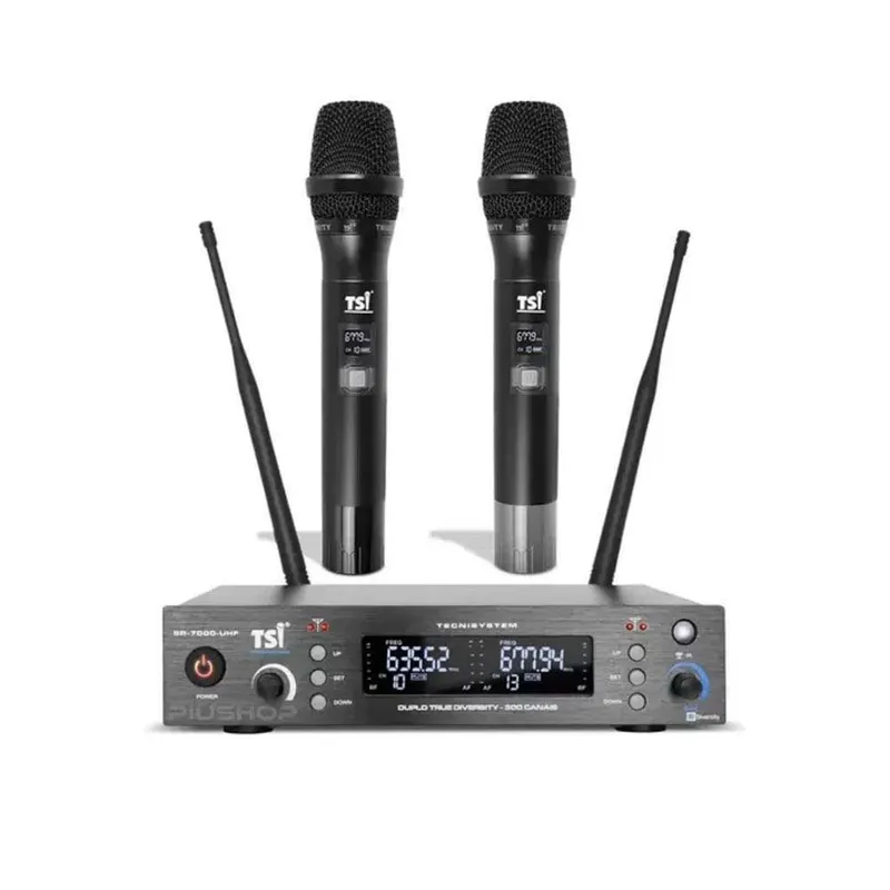 Microfone Tsi-7000 Uhf Sem Fio Duplo
