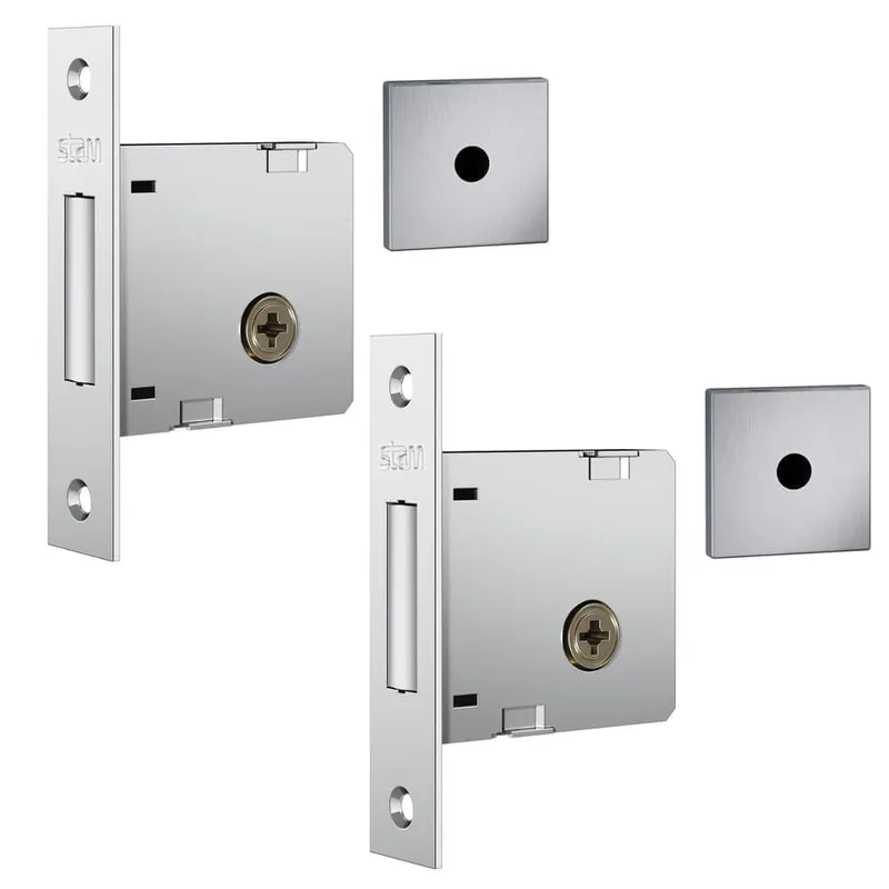 Fechadura De Segurança Trava Auxiliar 1004 Tetra Chave Roseta Quadrada1 Escovado 40mm Stam
