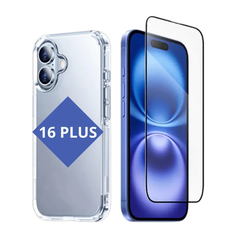 Capa Transparente Para Iphone 16 Pro Max + Película 3d