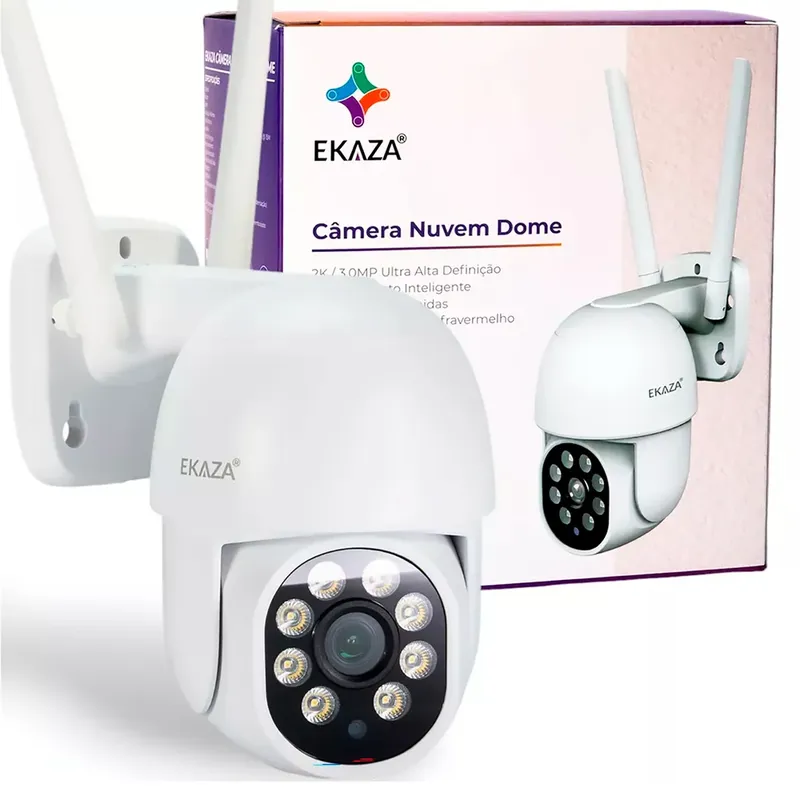 Câmera Smart Dome Wifi Externa Nuvem 360º Ekaza Alexa E Google - Branco