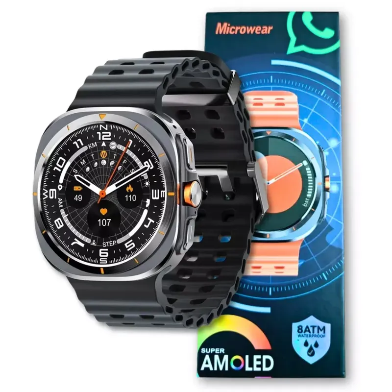 Smartwatch Microwear Su01 Preto Série 11 AmoLED Gps Whatsapp A Prova D'água