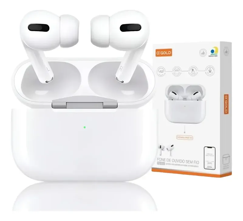 Fone De Ouvido Bluetooth Sem Fio Agold Bt3 Tws Microfone Branco