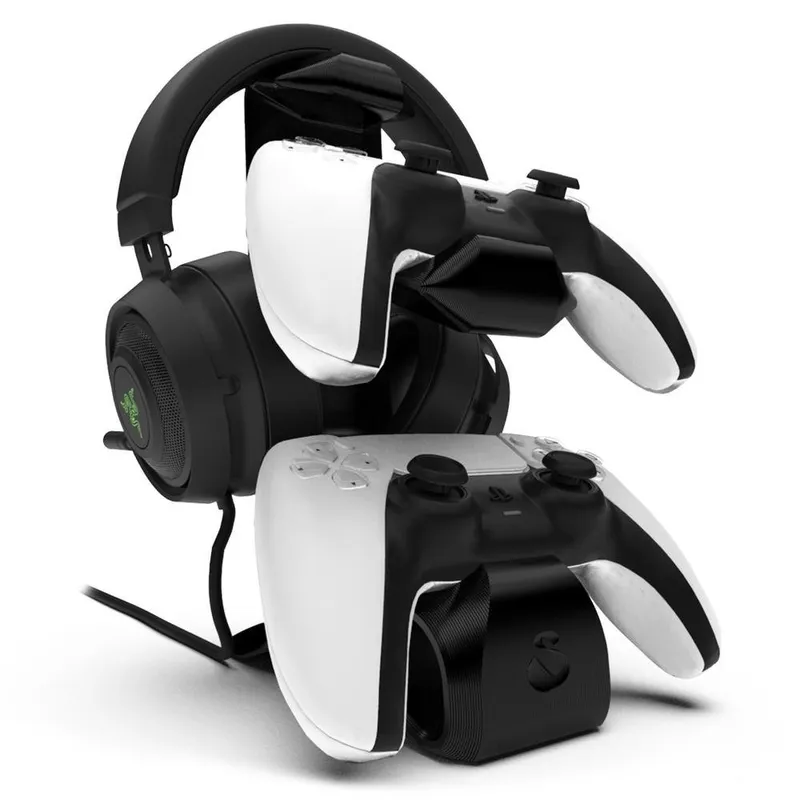 Suporte de Mesa para 2 Controles PS5 + Headset, Sculpy Printing Lifestyle 2CTF, Pezinhos de Silicone