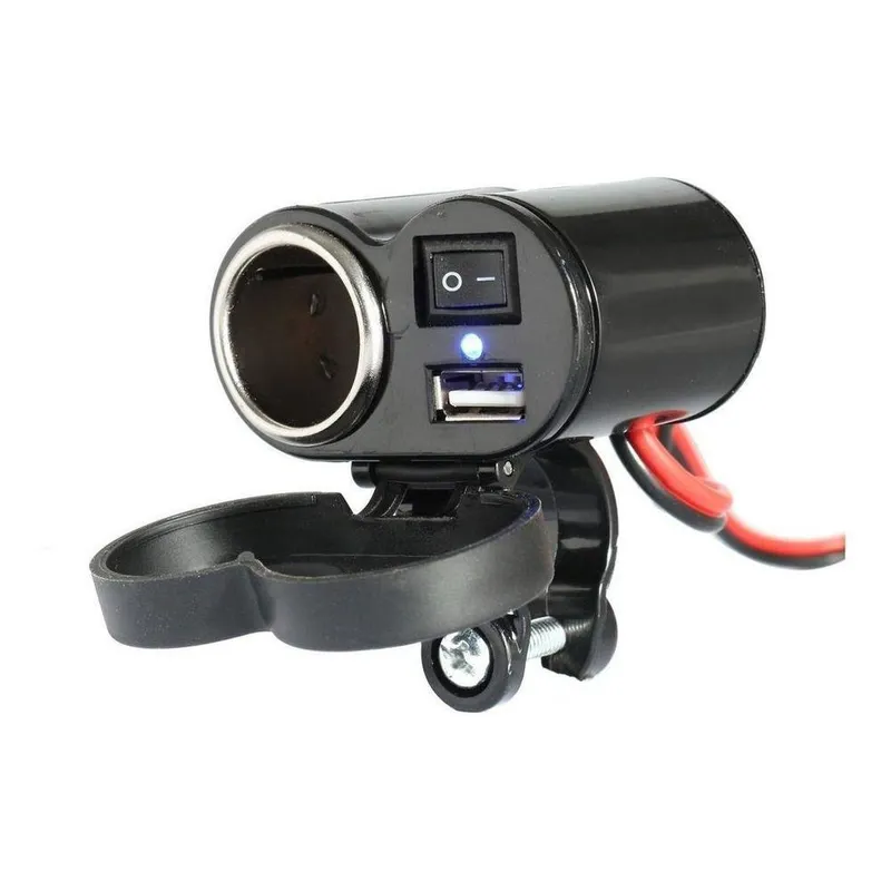 Tomada Tomate 12v Usb 5v Para Moto, Carregador De Celular E Gps