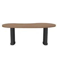 Mesa Para Escritório Com Tampo Curvado E Pés Ripados Nogal/preto