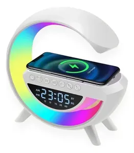 G Speaker Luminária De Mesa RGB Caixa De Som Carregador Por Indução Despertador Rádio Relógio