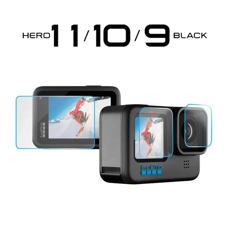 Película De Vidro Shoot Para Lente E Lcd Frontal/traseiro Gopro Hero 9 E 10 Black