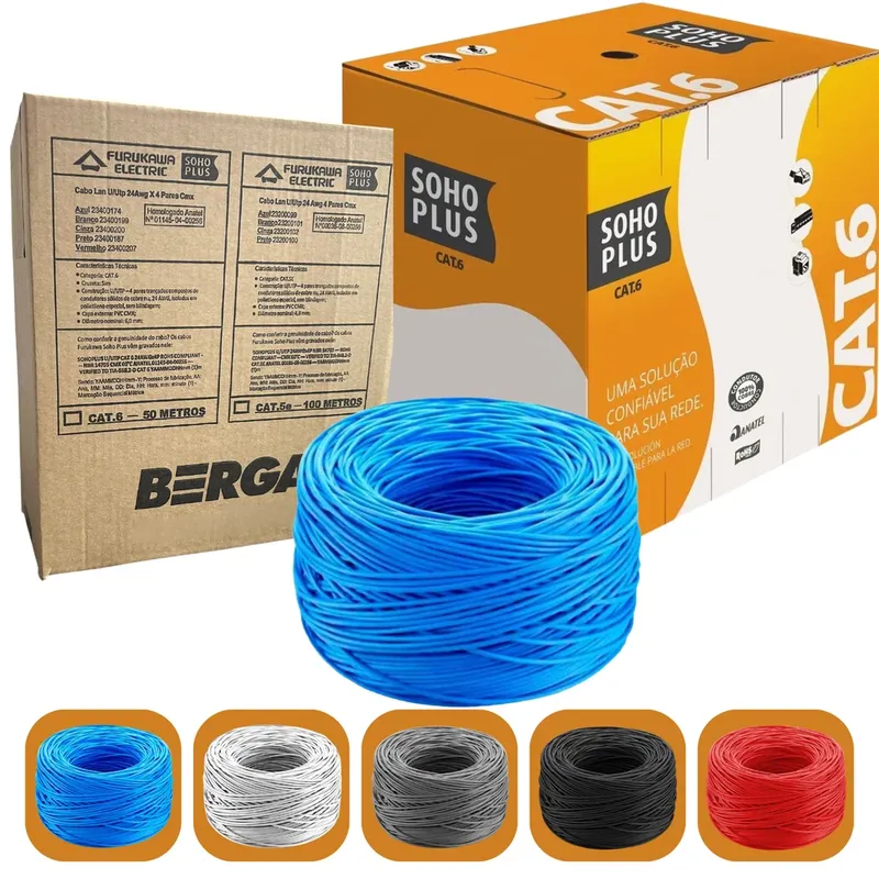 Cabo De Rede Furukawa Soho Plus Cat6, U/UTP 24awg, 50m, Azul
