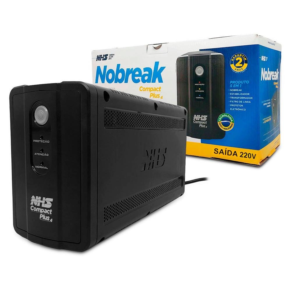 Nobreak 1200va Nhs, Compact Plus 4, Bivolt Aut, S/120v, Bat. 2x7ah/12v, 8 Tom, USB - 90.c1.b01202