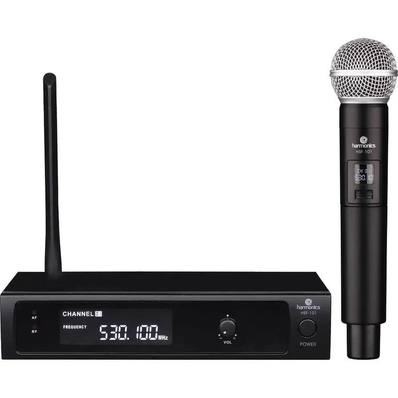Microfone Sem Fio De Mao Uhf Hsf-101 Harmonics