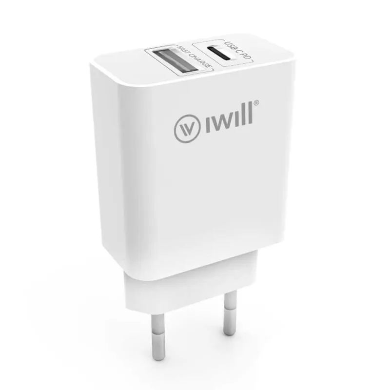 Fonte De Carregador - Iwill - 1 Usb-c 20w + 1 Usb 2.1a