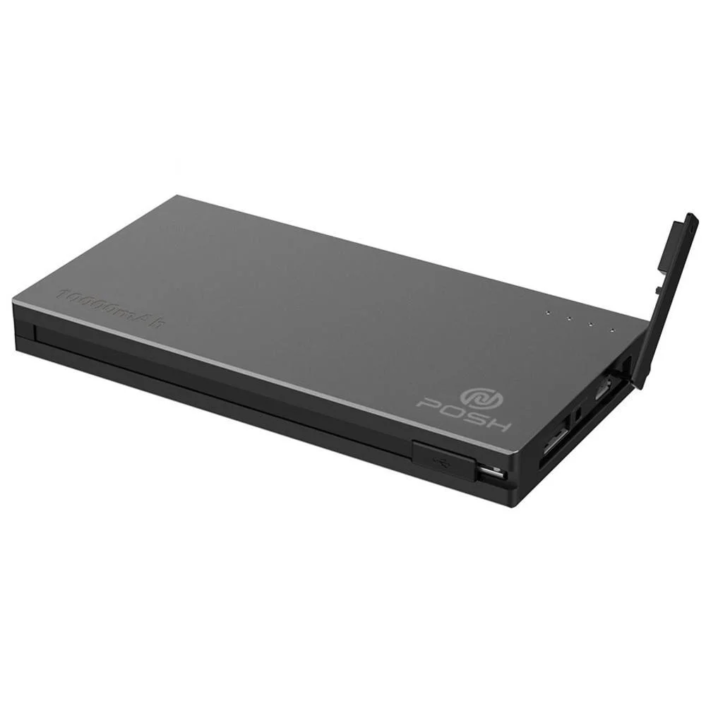 Carregador Portátil Posh Power Bank Metal Duo 10000mAh Pbd10 Preto